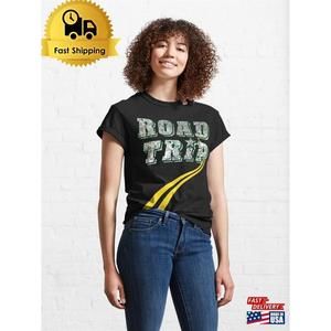 Road Trip Map And Yellow Lines Classic T-Shirt
